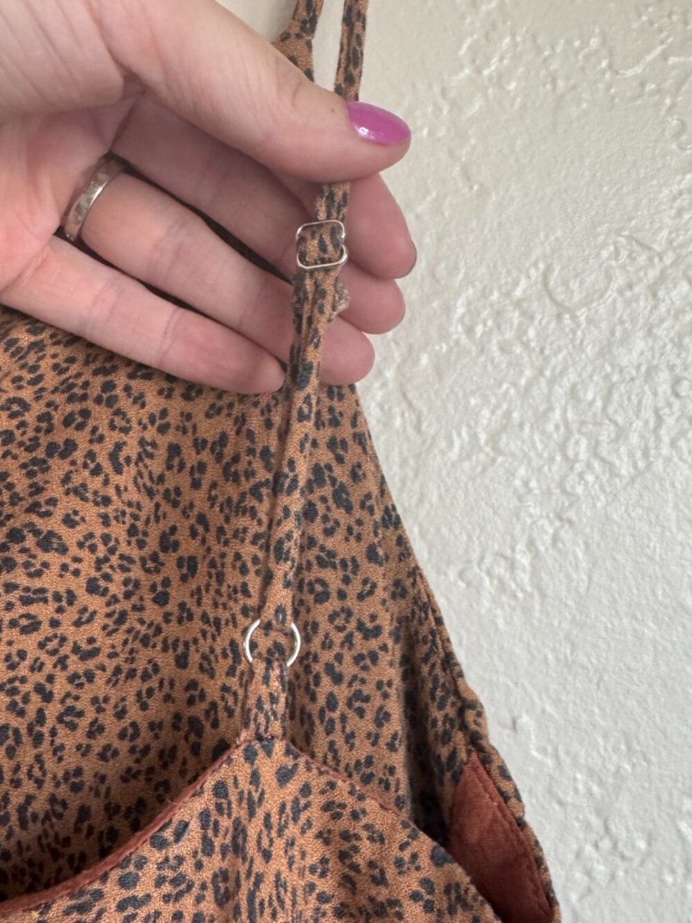 Audrey 3+1 Leopard Print Cowl Neck Slip Dress Adjustable Straps Size L - Picture 4 of 6